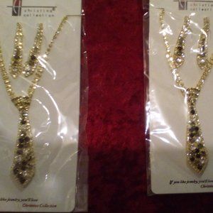 Christina Collection 20" Necktie Inspired Necklace & Pierced Earrings